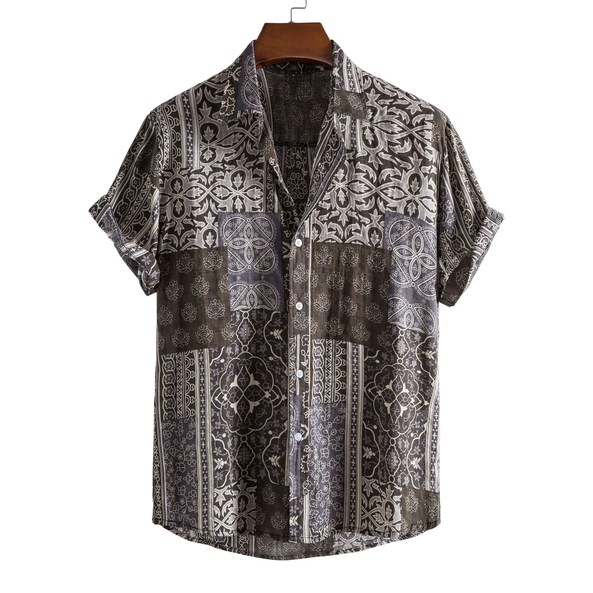Subtle Artistic Sense, Abstract Color Collision Retro Floral Shirt Lazy High Street Style Versatile Shirt