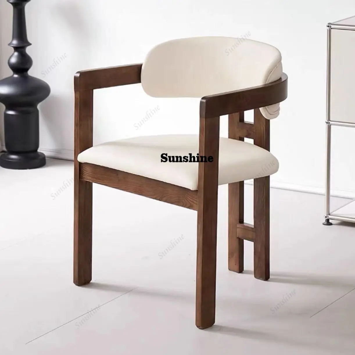Premium Solid Wood Dining Chairs: Chic Backrest, Multifunctional for Hotel Talks, Home Library, Tea Time & Vanity Seating​