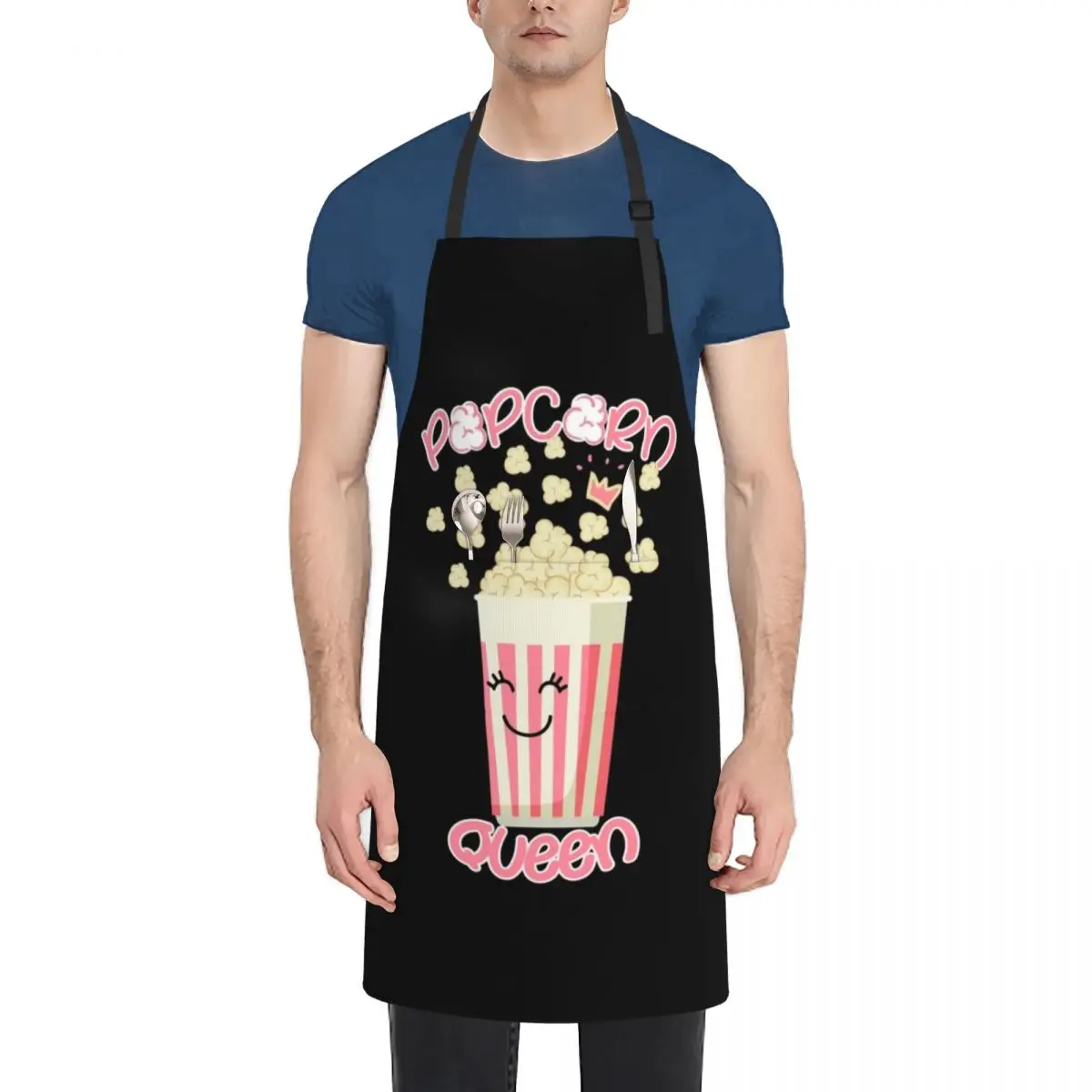 

POPCORN QUEEN - Cute popcorn gift for national popcorn day Apron with pockets custom women's kitchen Kitchen New 2022 Year Apron