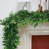 YeeNanee 2pcs Artificial Italian Ruscus Vines Silk Willow Greenery Garlands for Wedding Arch Table Centerpieces Room Decor