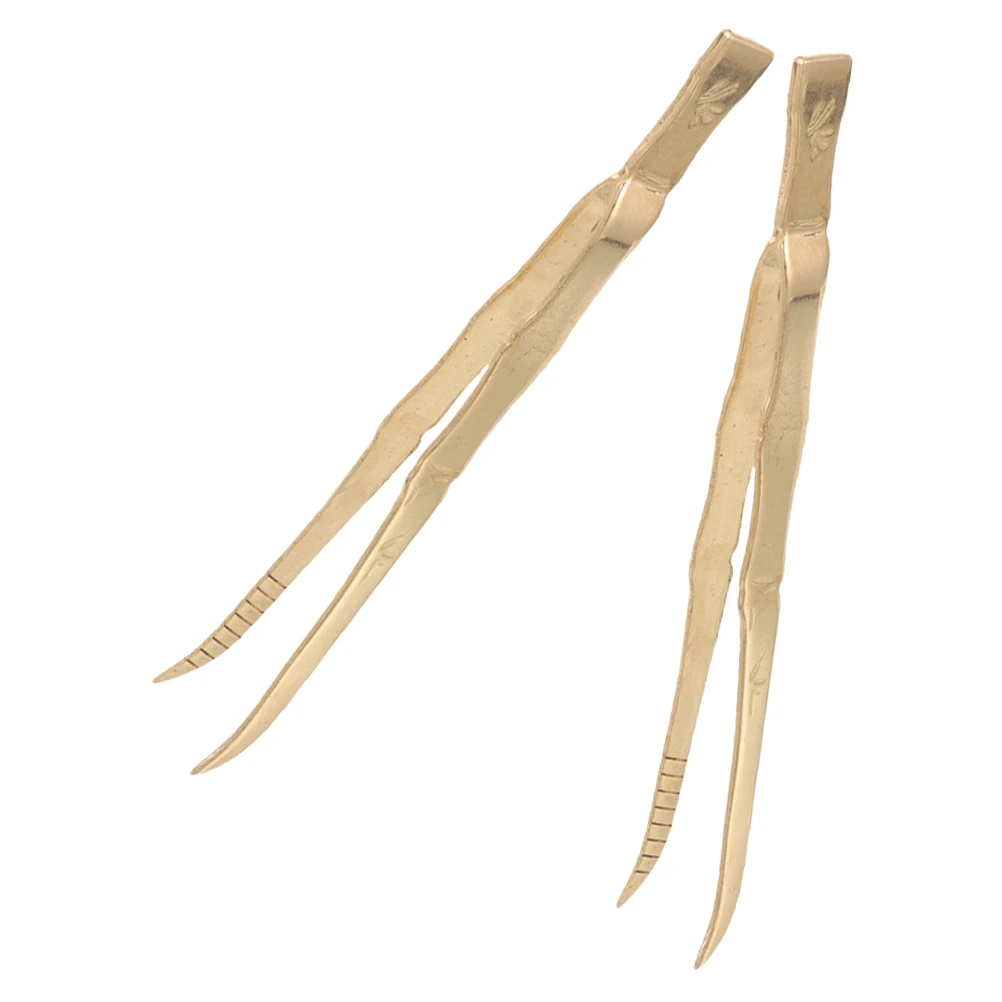 

2pcs Incense Tongs Vintage Brass Charcoal Moving Tweezers for Electronic Burner Church Accessories Long Tools Bamboo Style