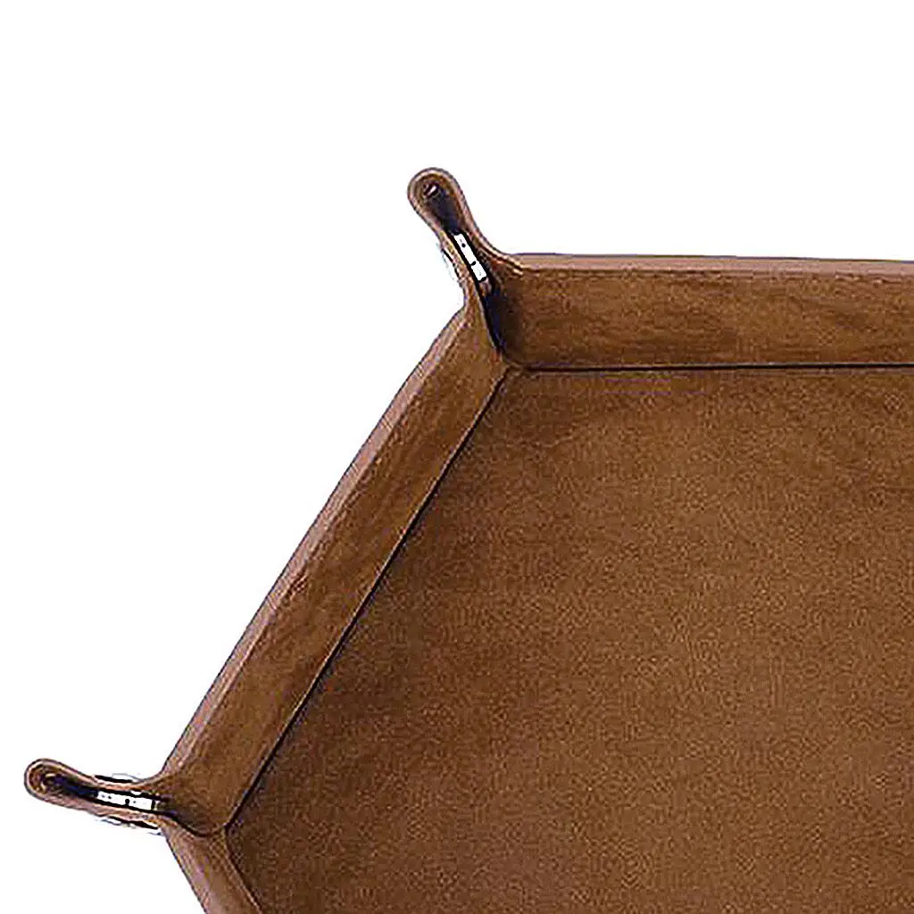 

Hexagon Tray, Easy to Carry, Leather Folding Tray with Flannel , Table Games Storage Holder Box