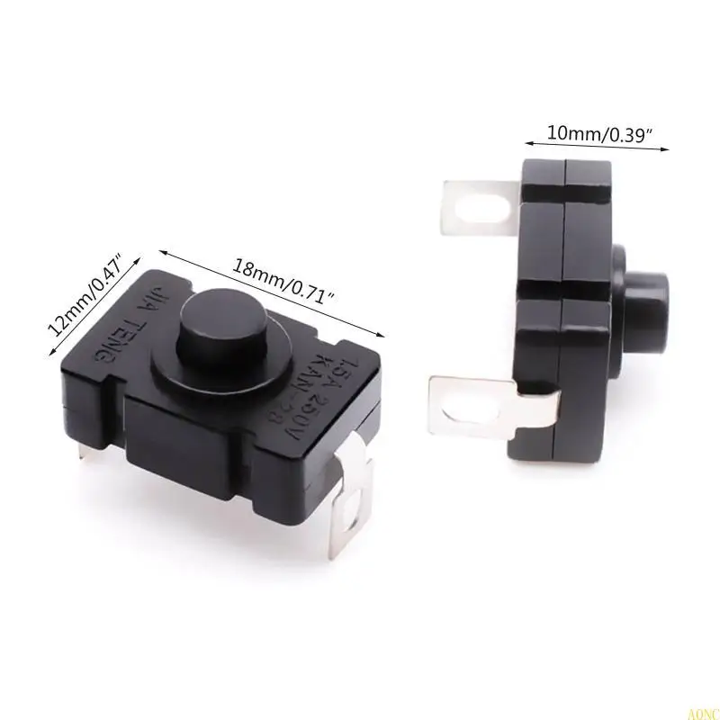 A0NC 10 peças Black Turning Mini On/Off Switch Auto-bloqueio interruptor botão bloqueio durável