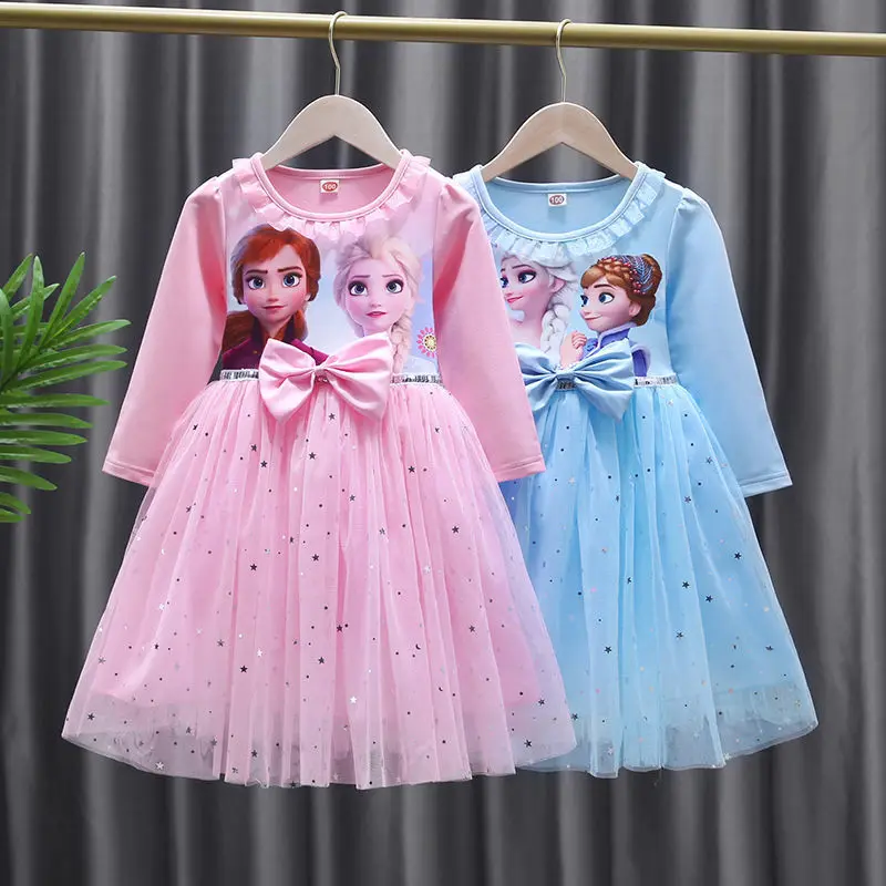 New Fall Dresses for Girls Vestidos Frozen Elsa Dresses Birthday Party Long Sleeve Princess Costume Teen Children's Prom Dress