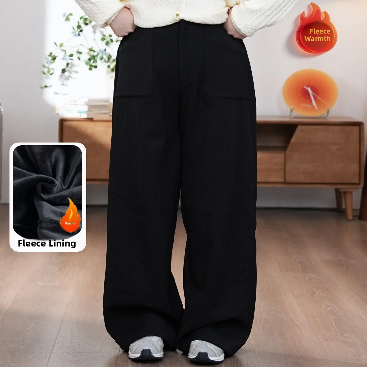 

Брюки-костюм Furin Bojie больших размеров с прямыми штанинами, осенне-зимние, на флисовой подкладке, универсальные, женские, деловые брюки