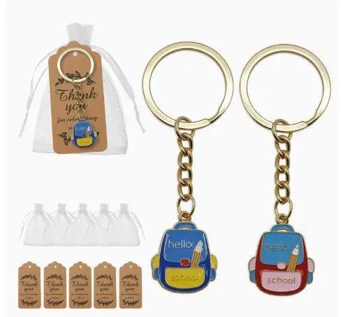 1/3/6/10pcs Graduation Season Back-to-School Supplies Student Keychain Pendant Oil-Drop Design Learning Tools Metal Material