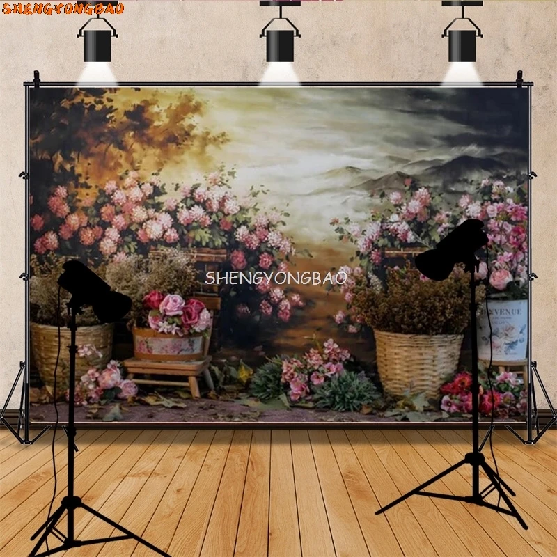 

SHENGYONGBAO пасхальные цифровые фотографии фоны Реквизит Кролик Цветы АРКА двери для беременных фотостудия фон
