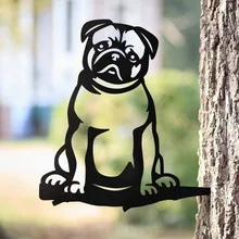 

Iron Metal Pug Silhouette Puppy Love Dog Sign Cutout Rustic Outdoor Home Garden Decor Housewarming Gift for Dog Lovers Outdoor