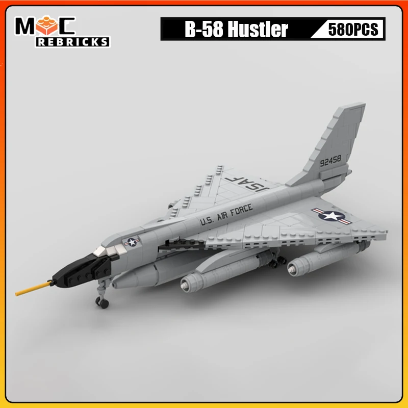 

Modern Battle Airplane B-58 Hustler Strategic Bomber Military Fighters Building Blocks Assembly Weapon Model Kid's Fun Toys Gift