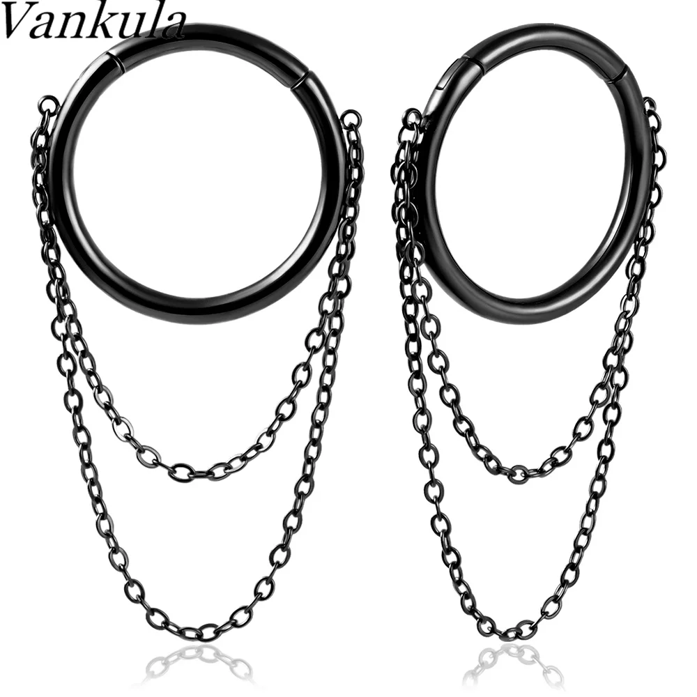 Vankula 10pc Stainless Steel Trendy Chain Magnet Ear Weight Body Piercing Jewelry Earring Gauges Stretchers Expanders