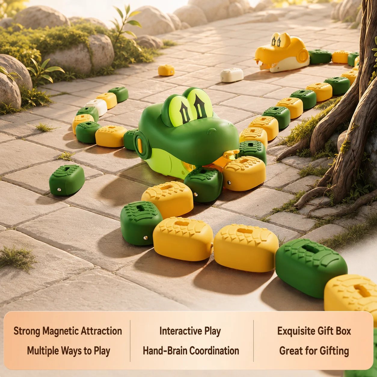 Magnetic Remote-Controlled Greedy Snake Racing 2-player Interactive Toy, with Energy Beans and Rechargeable Remote Control