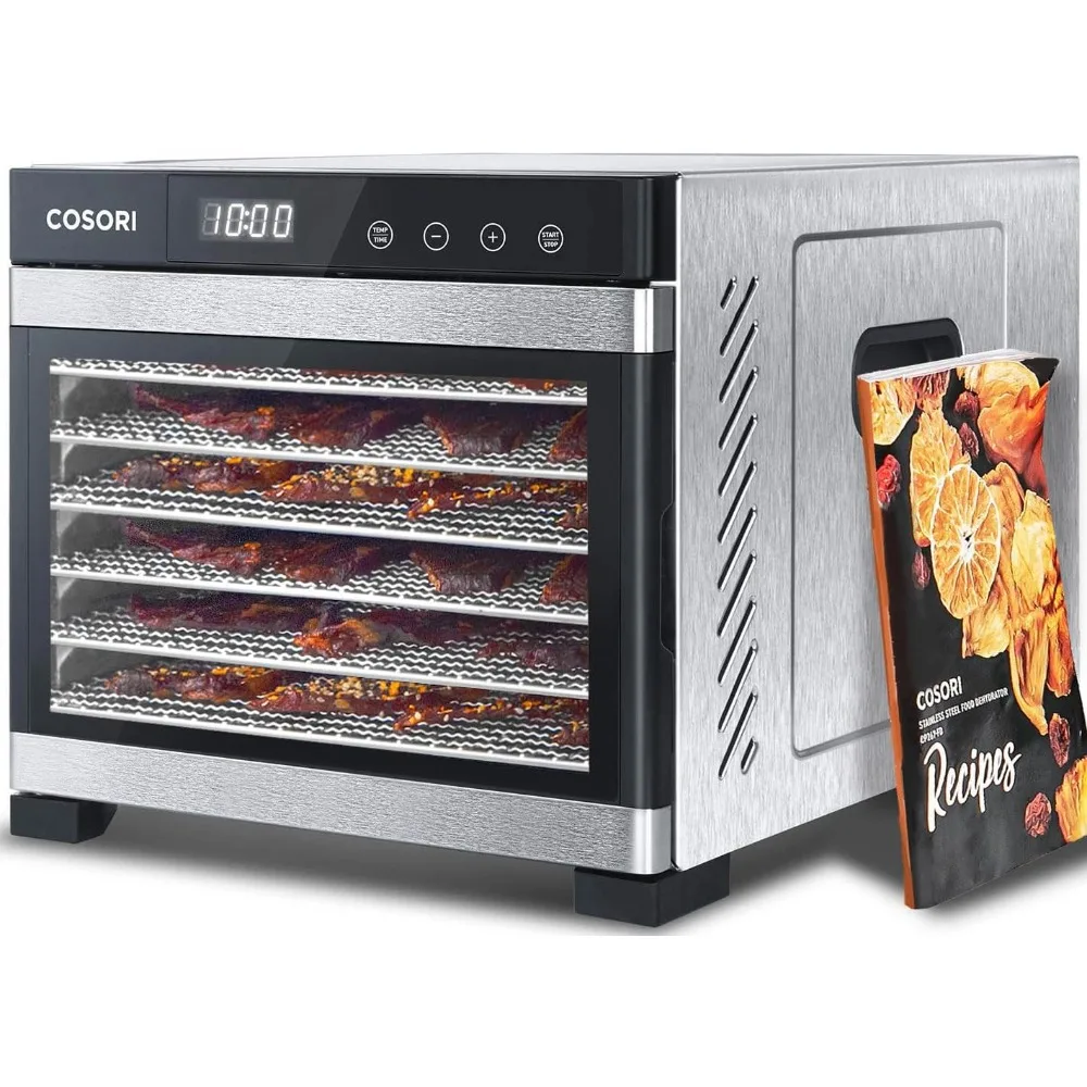 

Food Dehydrator for Jerky, Large Drying Space with 6.48ft², 600W Dehydrated Dryer, 6 Stainless Steel Trays, 48H Time