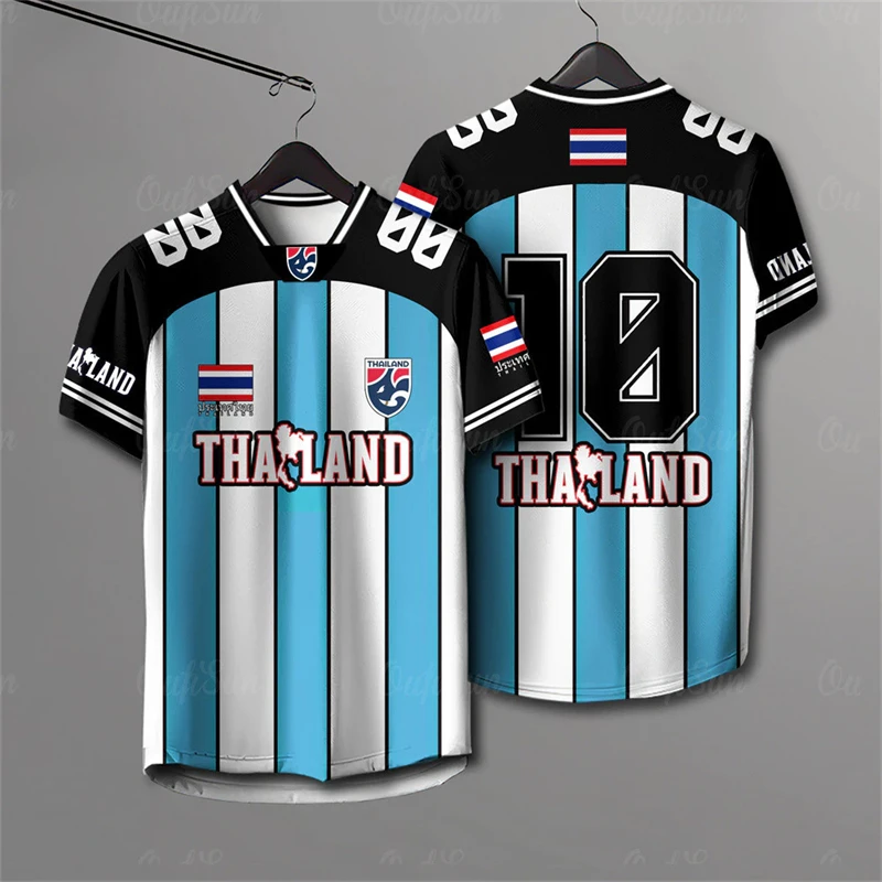 Thailand National Soccer Jersey, Bohemian Floral All Over Print Schnelltrocknendes Oberteil für trendige, virale Fußballfans im Alltag. – Detail 5