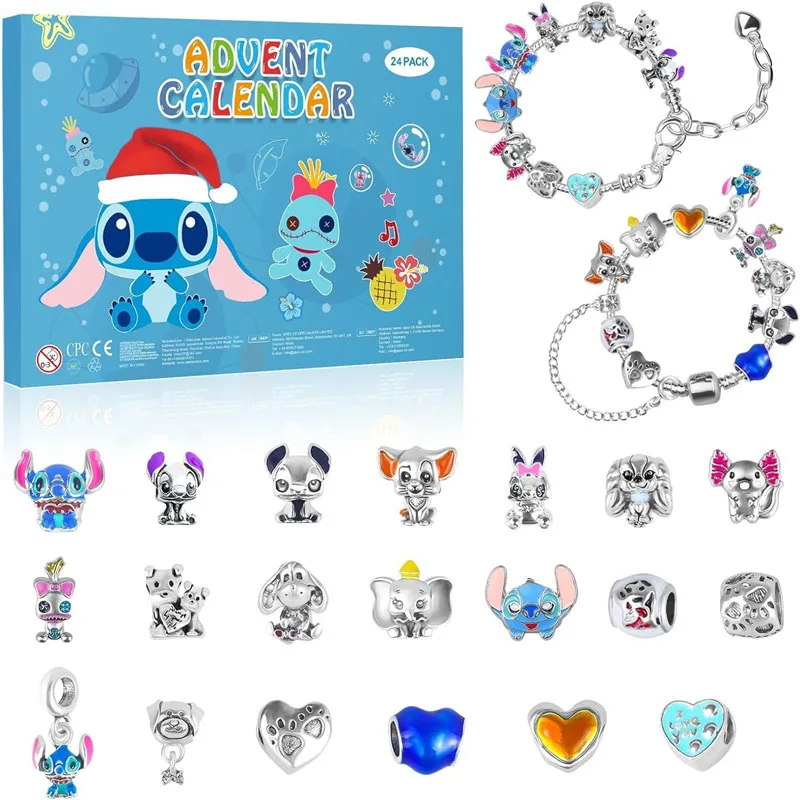 Disney Lilo Stitch Bracelet Blind Box Paper Box Packaging Mickey Mystery Box Christmas Countdown Children's Birthday Gifts Toys