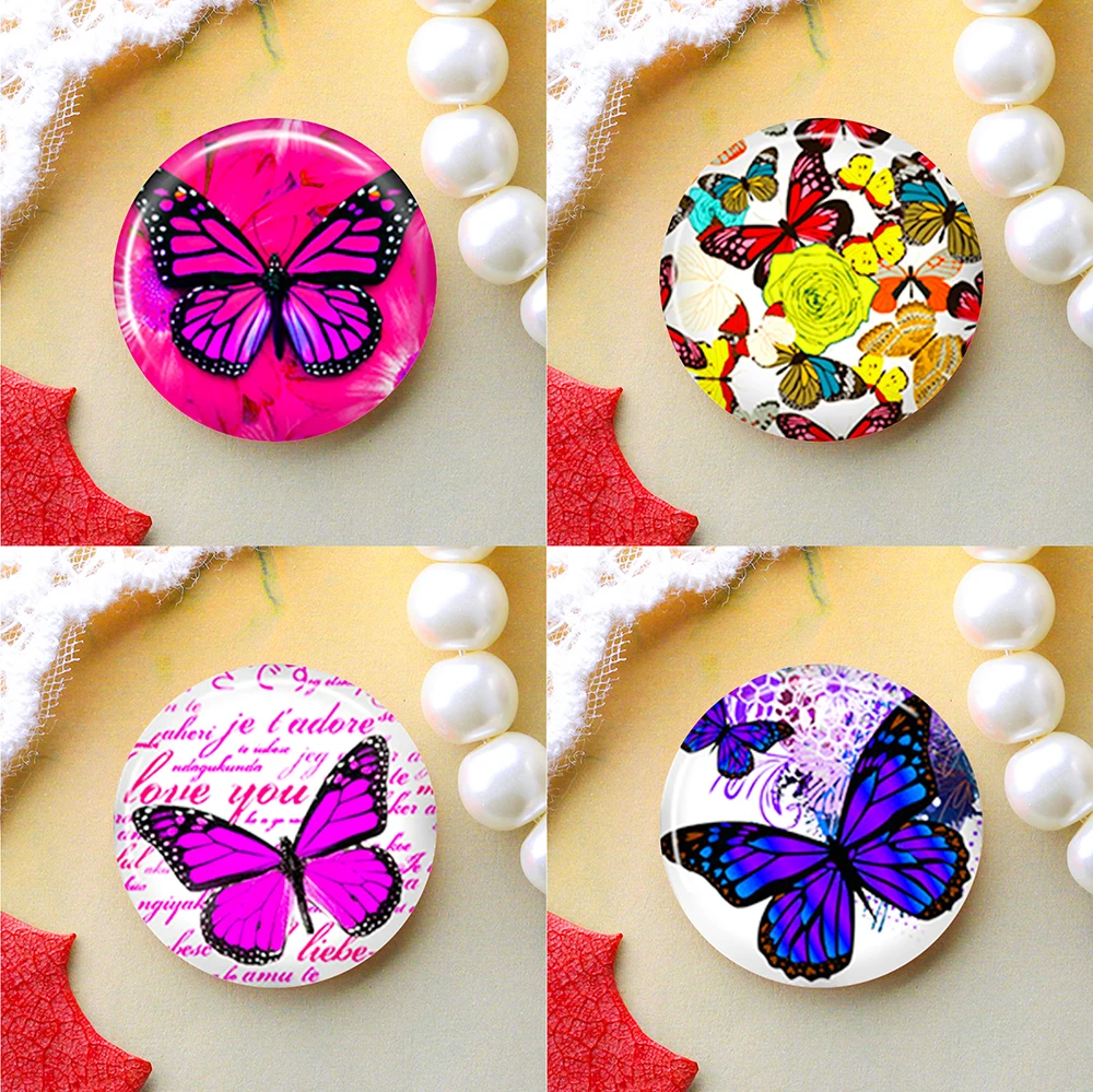 

10mm 12mm 25mm 14mm 16mm 18mm 20mm Photo Glass Cabochons Round Cameo Set Handmade Settings Stone Snap Butterfly NHB005