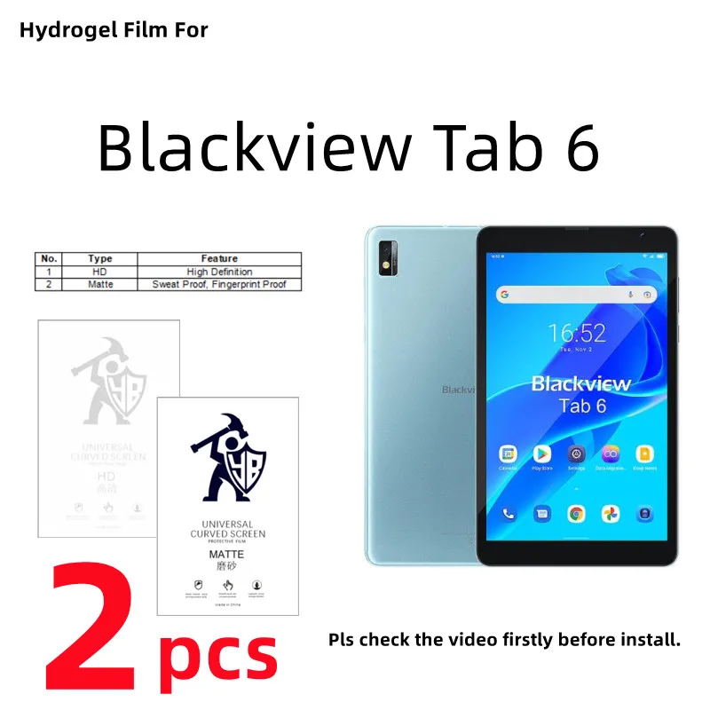 

2pcs HD Hydrogel Film For Blackview Tab 6 Matte Screen Protector For Blackview Tab 6 Clear/Frosted Full Cover Protective Film