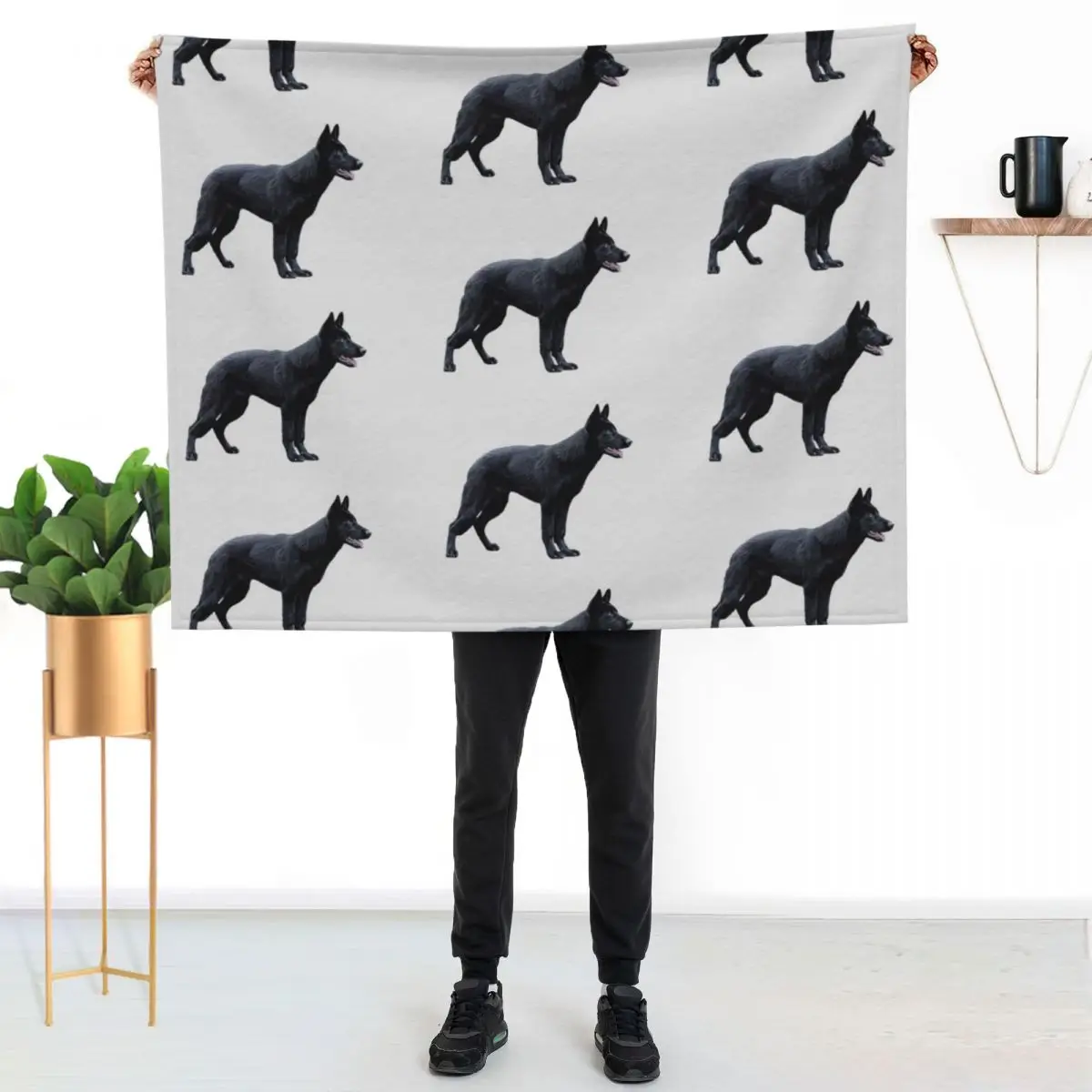 Black German Shepherd GSD Throw Blanket Soft Plush Plaid manga christmas decoration Shaggy Decorative Sofas Hair Blankets
