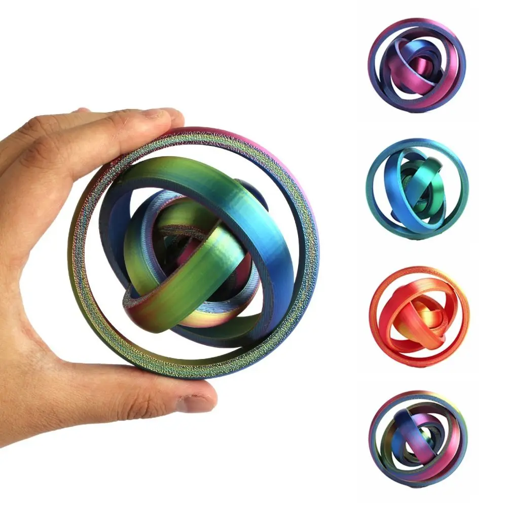 O-vormige Roterende Bal Speelgoed 3D Afdrukken Angst Relief Fidget Decompressie Plaat Oneindige Flip Kleurrijke Educatieve Spinner ADHD