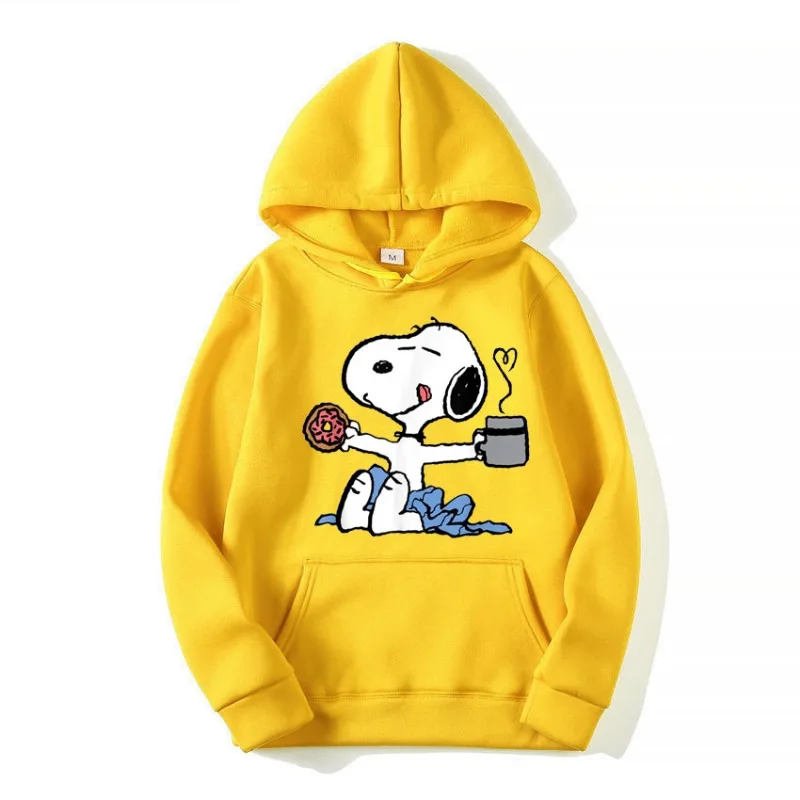 Peanuts - Donut Coffee Snoopy Men Hoodie Cartoon Fashion Women Oversized Sweatshirt Tops Autumn Winter Couple Pullover Clothing