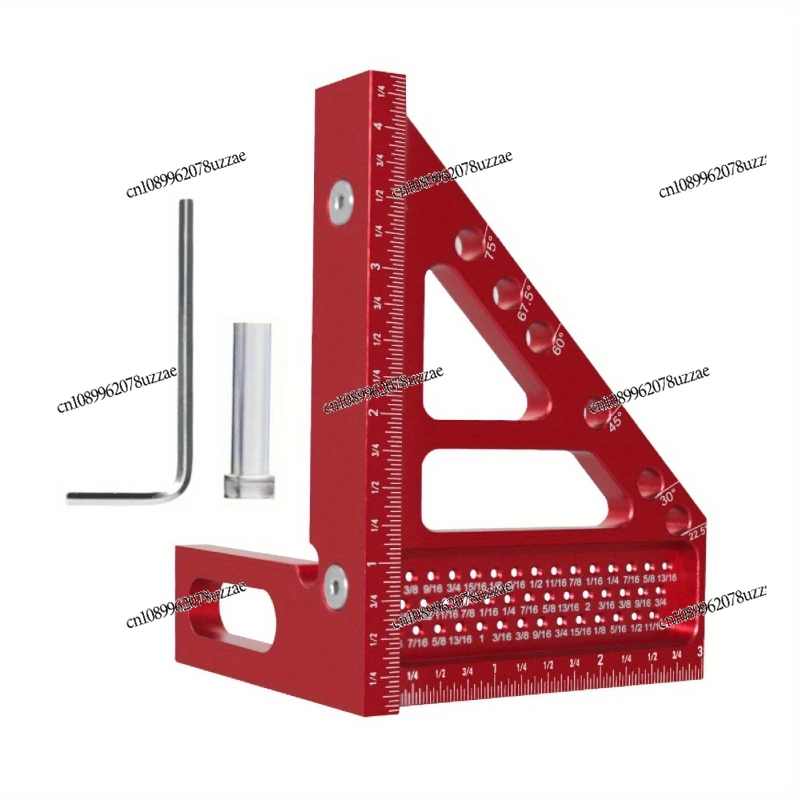 Woodworking Square Ruler Triangle Ruler with Concealed Pin, Multifunctional, Aluminum Alloy Scribing Scale Measuring Tool