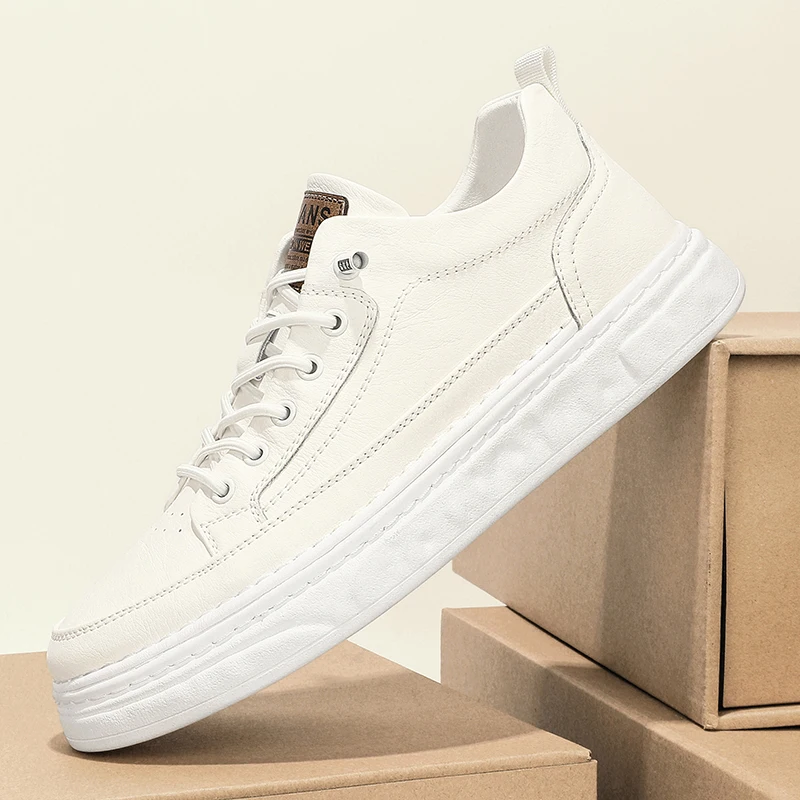 

Cowhide Casual Shoes, Men's Lace-up Shoes, Genuine Leather Thick-soled Outdoor Walking Shoes, Black Office Men's Formal Shoes