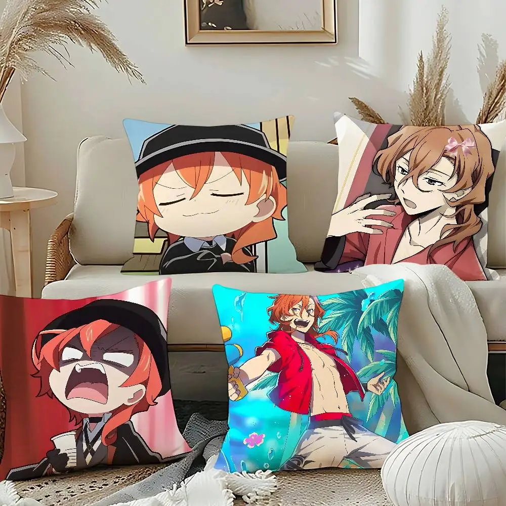 Anime Figure Chuuya Nakahara Throw Pillow Covers Pattern Cushion Cover Suitable For Sofa Bedroom Car Pillow Cover