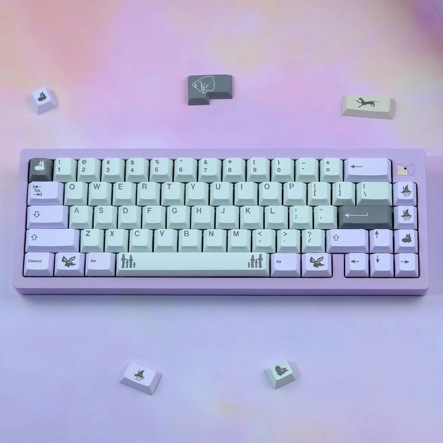 1 Set GMK Elf Hippo Keycaps PBT Dye Sublimation Key Caps Cherry Profile Lightproof Keycap For MX Switch 7u Split Spacebar Alice