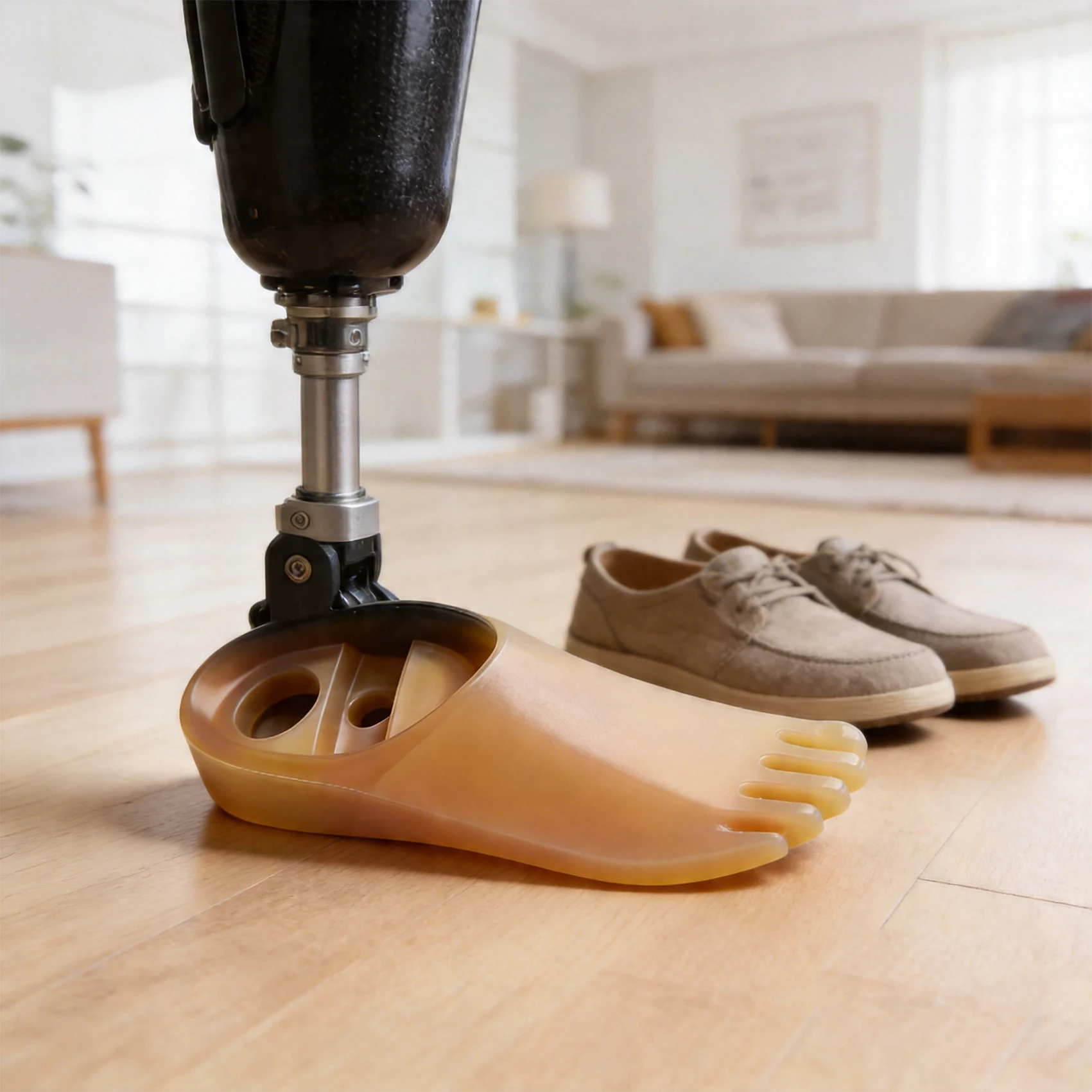 Single-hole Dynamic Ankle Prosthesis Footplate Made of Polyurethane Designed for Daily Walking and Rehabilitation