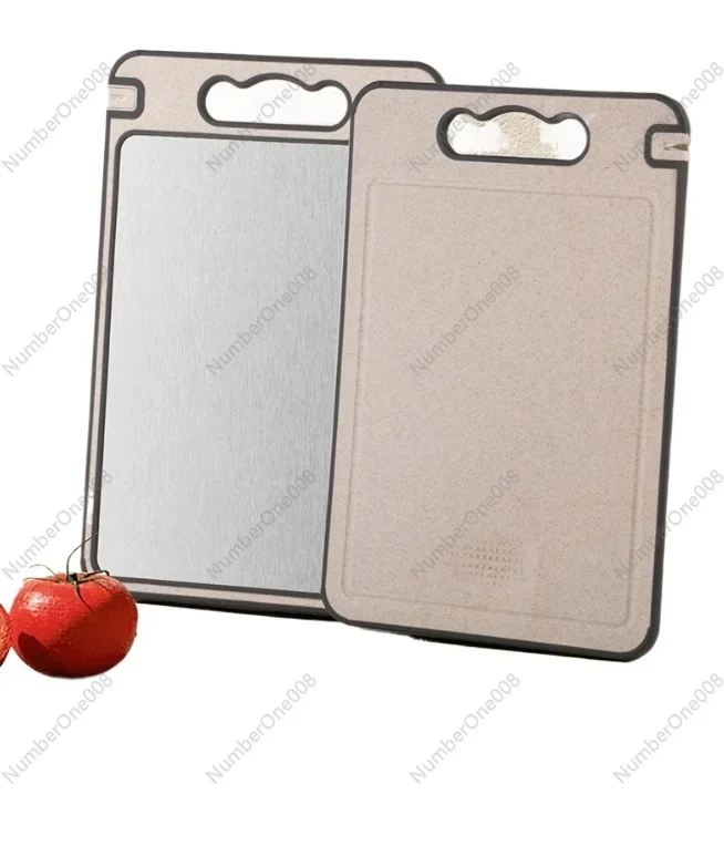 

High-Quality Double-Sided Wheat Straw & Pure Titanium Cutting Board With Frozen-Meat Defrosting Plastic Knife