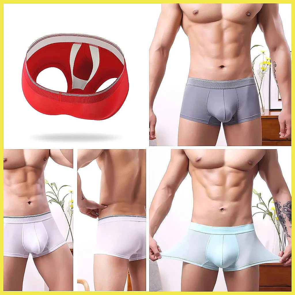 Men's Ice Silk U-Pouch Boxer Briefs - Breathable Cooling Underwear with Bulge Support & Comfort Fit