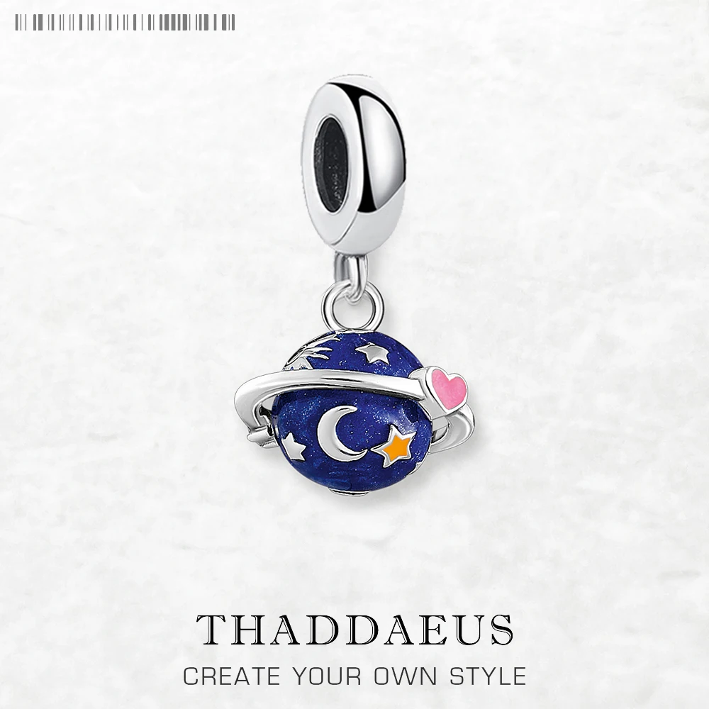 

Hot Fashion Jewelry Dark Blue Saturn Planet Pendant Dangle Charm Real 925 Sterling Silver Gift For Women Men