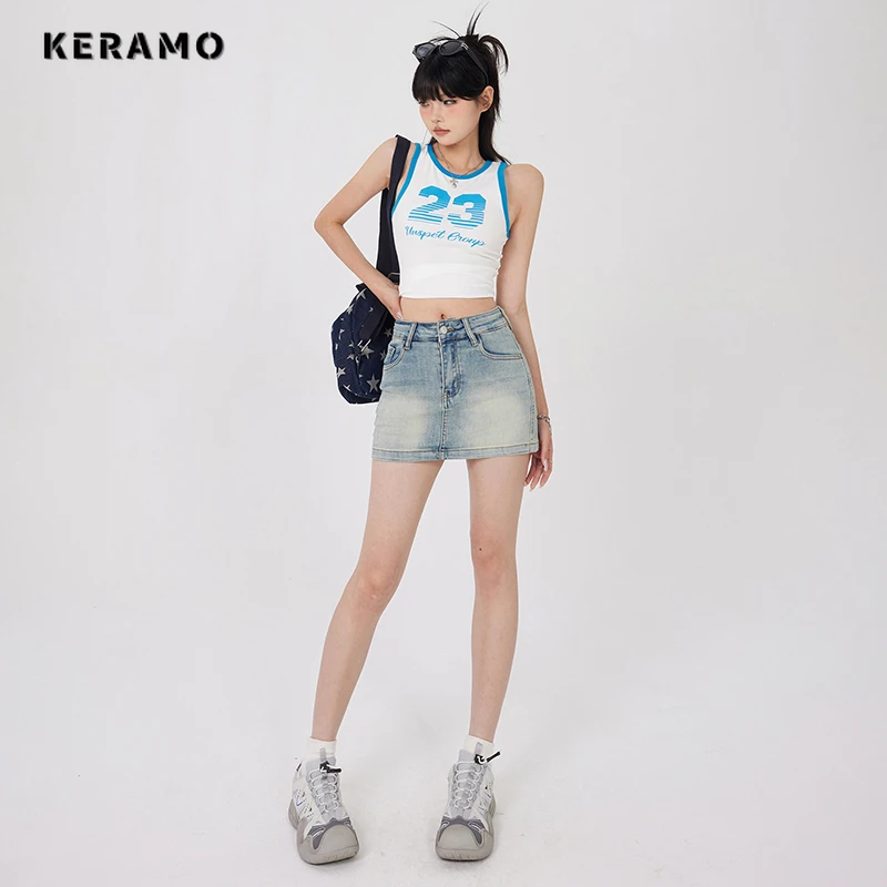 

Korean Y2K Young Style Harajuku High Waist Street Style Jeans Skirts 2024 Summer Women's Sexy Slim Fit Hotsweet Denim Blue Skirt