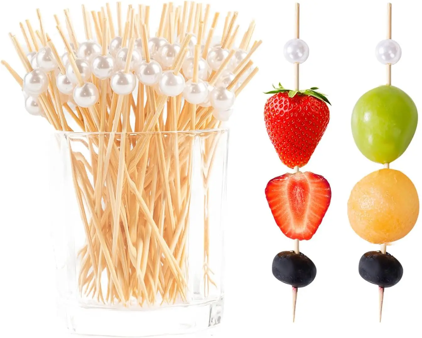 

Pcs Cocktail Picks, 4.7 Inch Toothpicks for Appetizers Long Cocktail Appetizer Skewers White Pearl Decorative Cocktail Sticks fo