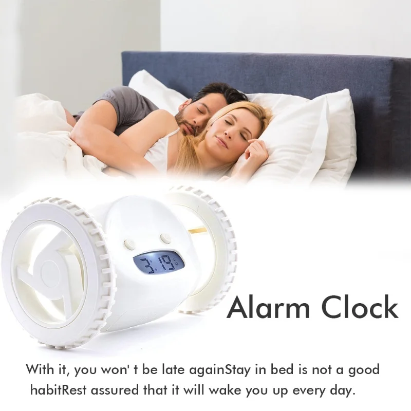 F9 Running Alarm Clock Alarm Clock On Wheels Extra For Heavy Sleeper Robot Clockie Rolling Moving Jumping For Adult Kid Bedroom