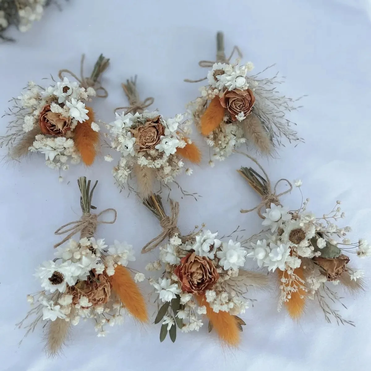 Mini Dried Flower Bouquet Boho Boutonniere for Men Dry Pampas Grass Wedding Table Centerpieces Birthday Cake Flowers Decor