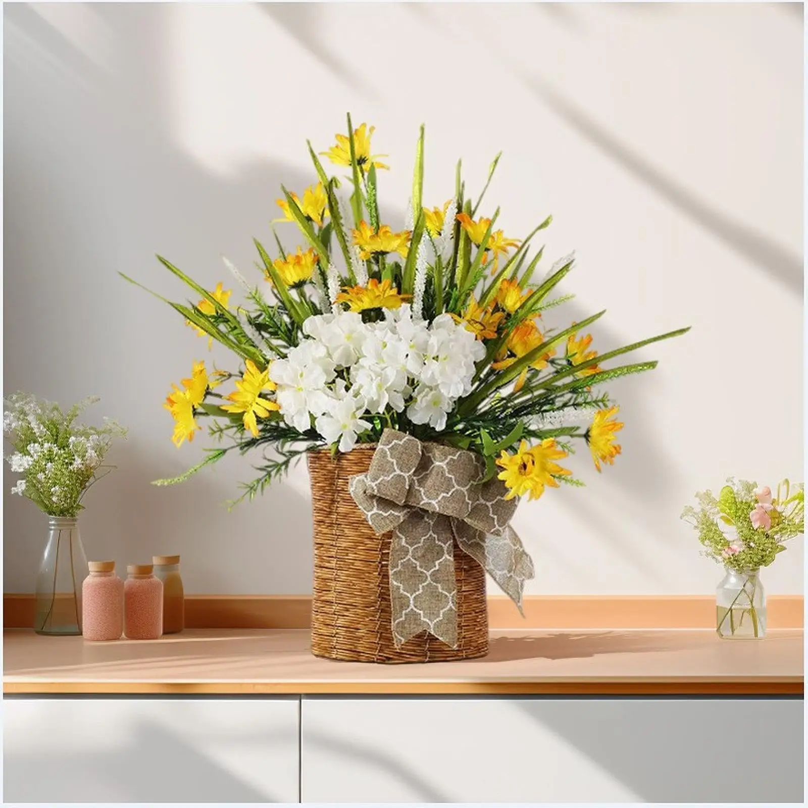 

Door Hanger Basket Wreath Artificial Flowers for Office Festival Wedding