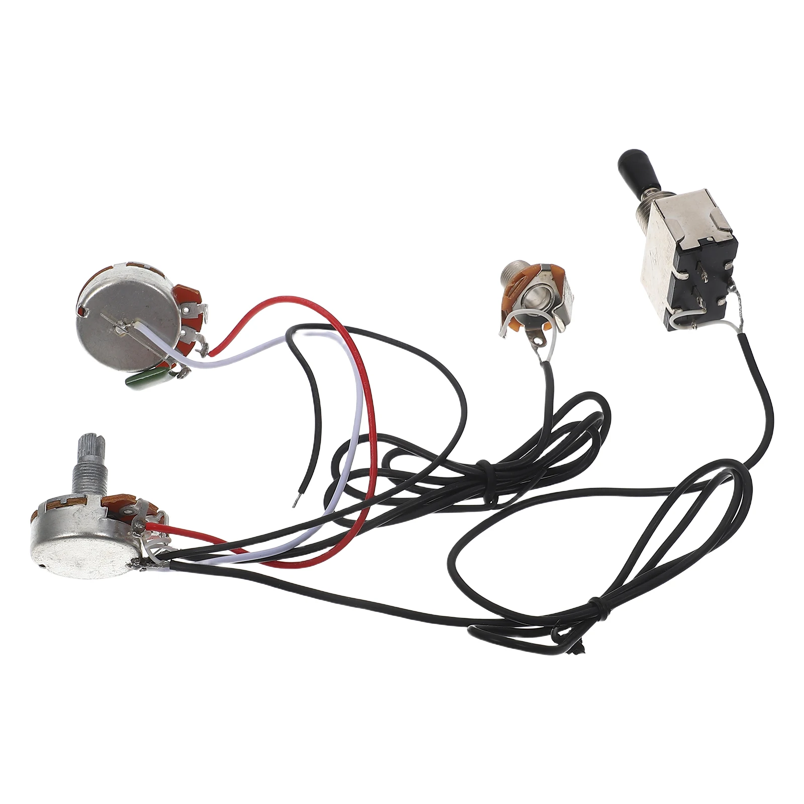 

4pcs Electric Guitar Wiring Harness Circuit Assembly Plastic Control Wire Chrome Housing Black Cap Toggle Switch Suitable
