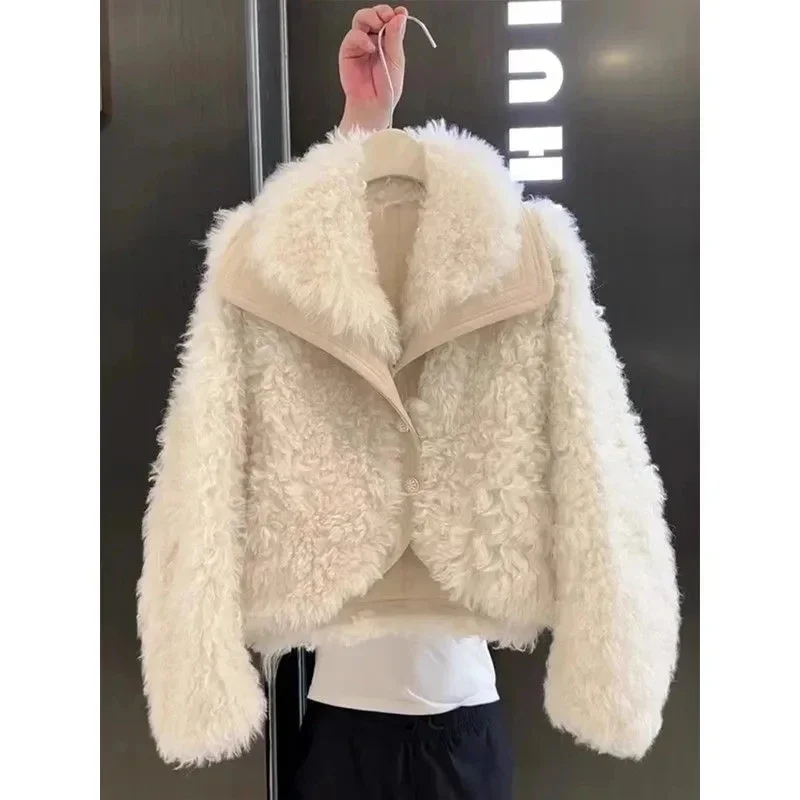 Women's Fur Coat 2026 Autumn Winter Jackets New Popular Fur Integrated Short Small Fragrance White Imitation Fur Jacket