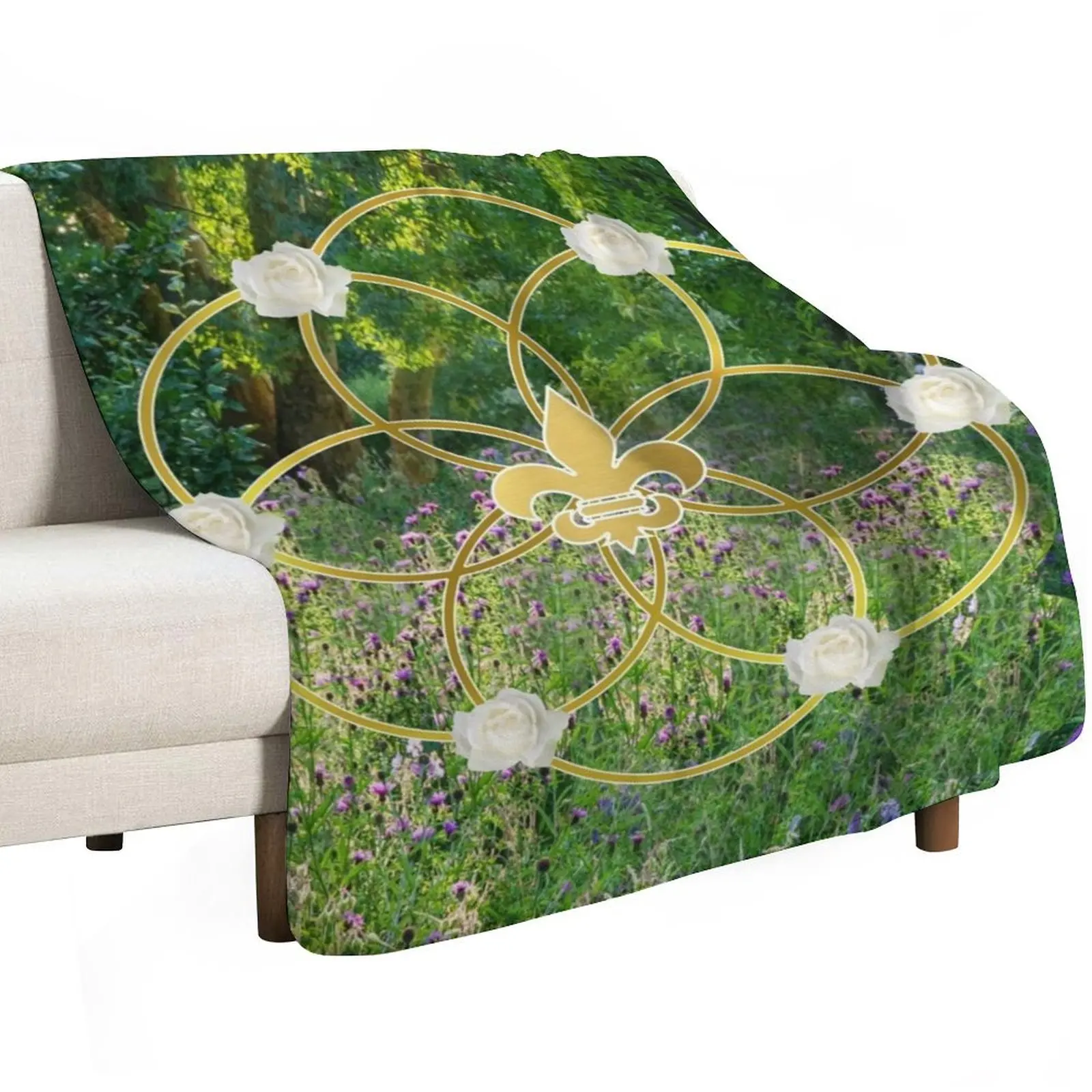 Garden of Eden Fleur de Lis Seed of Life Throw Blanket Decoratives Tourist Loose Sleeping Bag Single Kid'S Blankets