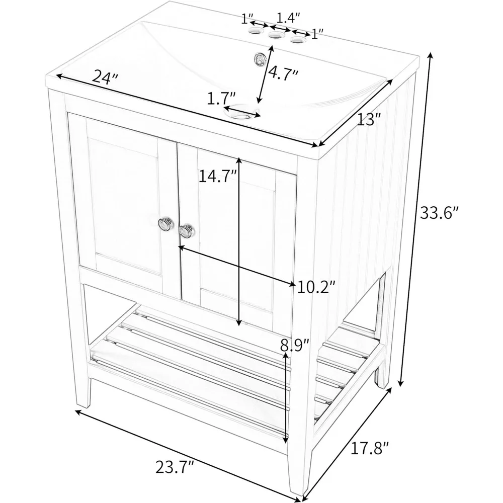 Armoire avec tiroirs et portes, lavabo pour la vanité de la salle de bain, sous l'armoire, évier de cuisine de style moderne