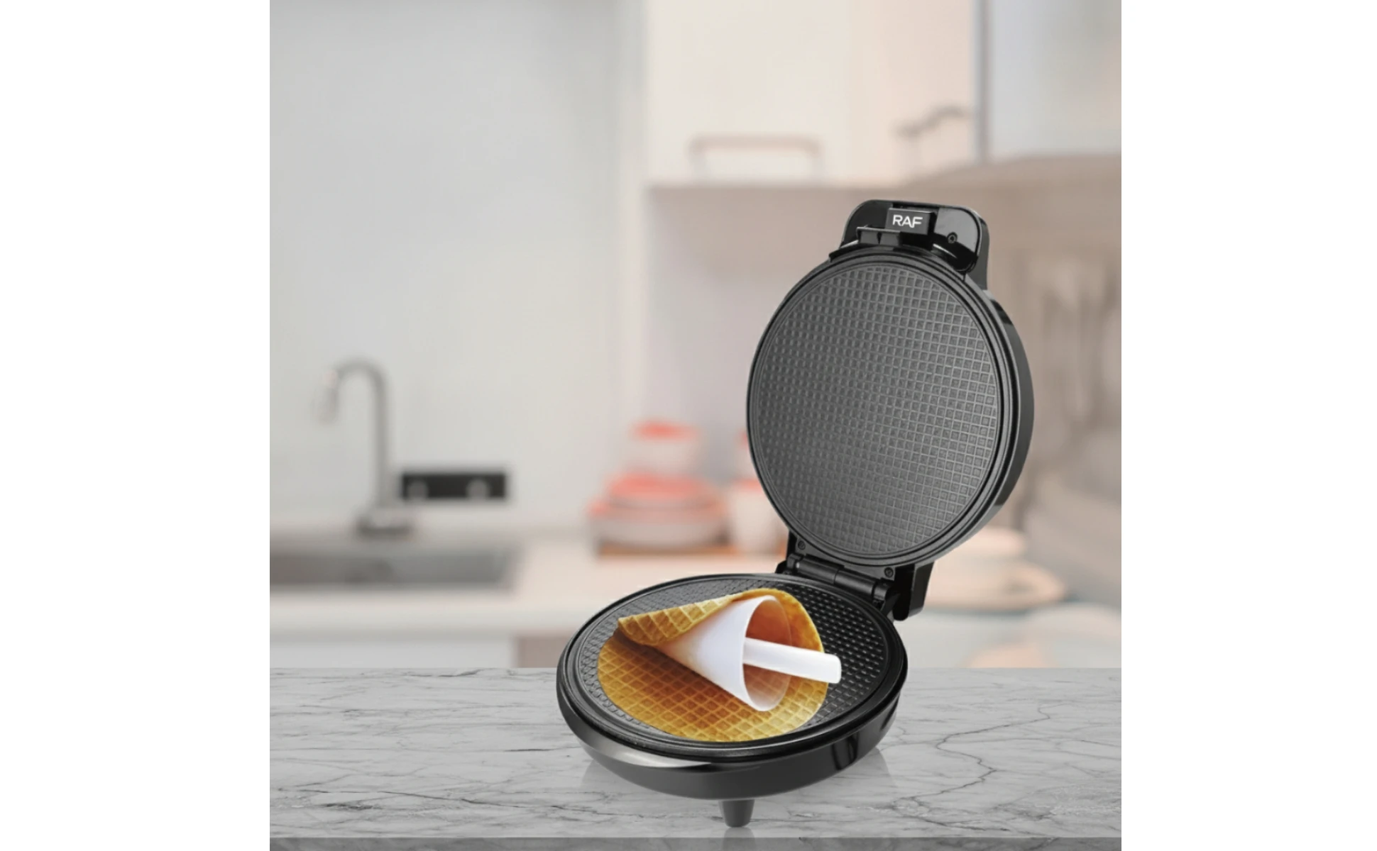 Waffle Cone Maker Electric Waffle Cone Baker Appliance 1000W Machine Space-Saving for Home Cooks, Kitchen Countertop