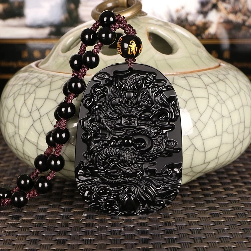 100% Natural Genuine Obsidian Sakyamuni Bead Buddha With Adjustable Chain Woman/Man Jewelry lucky Necklace Pendant