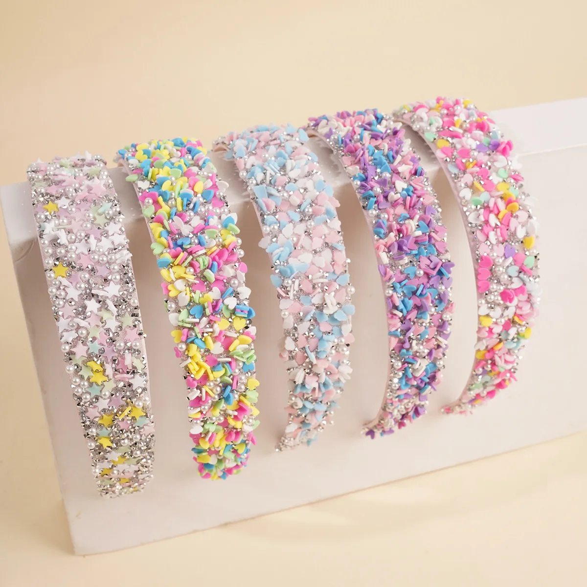 Candy Color Women's Simple Headband Pearl Hair Band Ladies Wide Wedding Headdress Rhinestone Hair Accessories