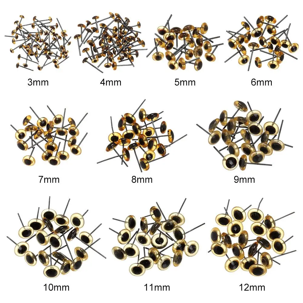طفل أطفال البلاستيك 3/4/5/6/7/8/9/10/11/12 مللي متر الزجاج الشفاف عيون الدمى اكسسوارات الدببة إبرة التلبيد هدية الكريسماس
