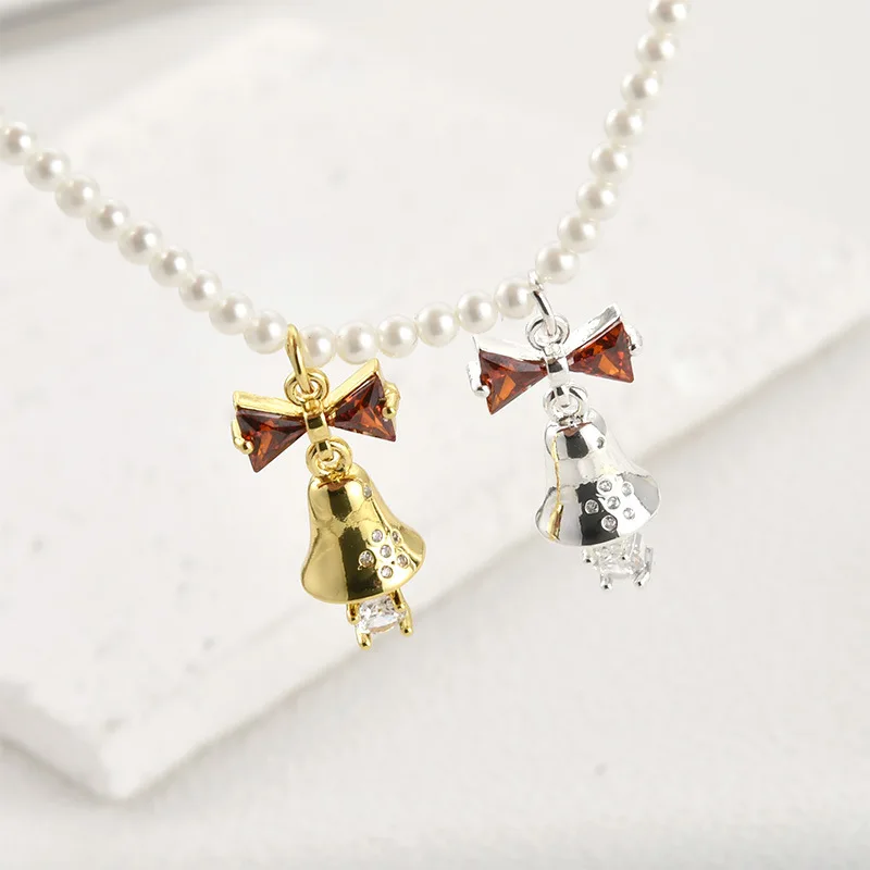 18k Real Gold Thick Silver Color Retention Bow Bell Christmas Jewelry Accessories DIY Handmade Jewelry Materials