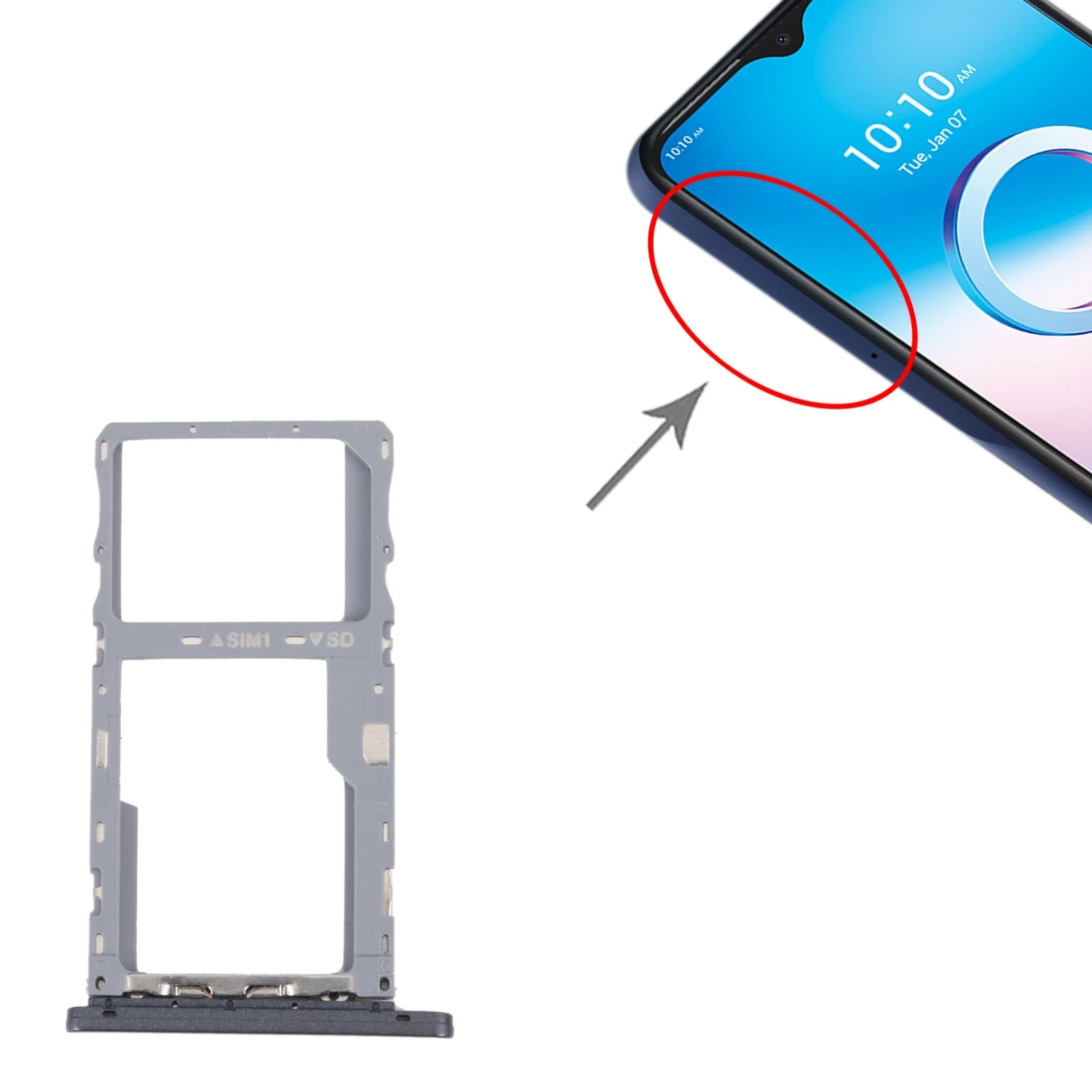 SIM Card Tray + Micro SD Card Tray for Alcatel 3L 2020 SIM Card Holder Drawer Phone Replacement Part