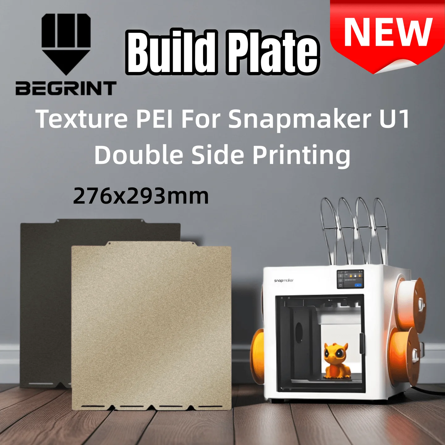 For Snapmaker U1 PEI Textured Thickening Super Adhension Build Plate 276x293mm Double Sided PEI For Snapmaker U1 Accessories