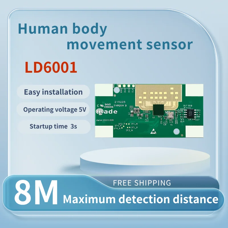Hi Link, envío gratis, sensor de movimiento humano con radar de 60G con una distancia máxima de 8 metros para detección de presencia humana