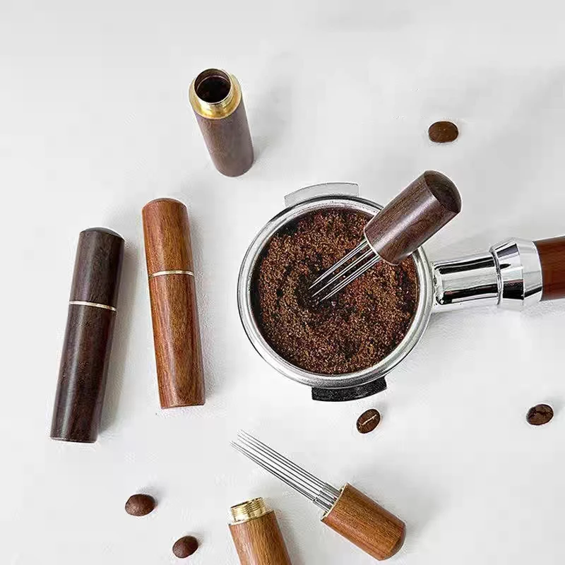 

Espresso Coffee Stirrer Portable Espresso Distribution Tools 5 Needles Natural Wood Handle Coffeeware