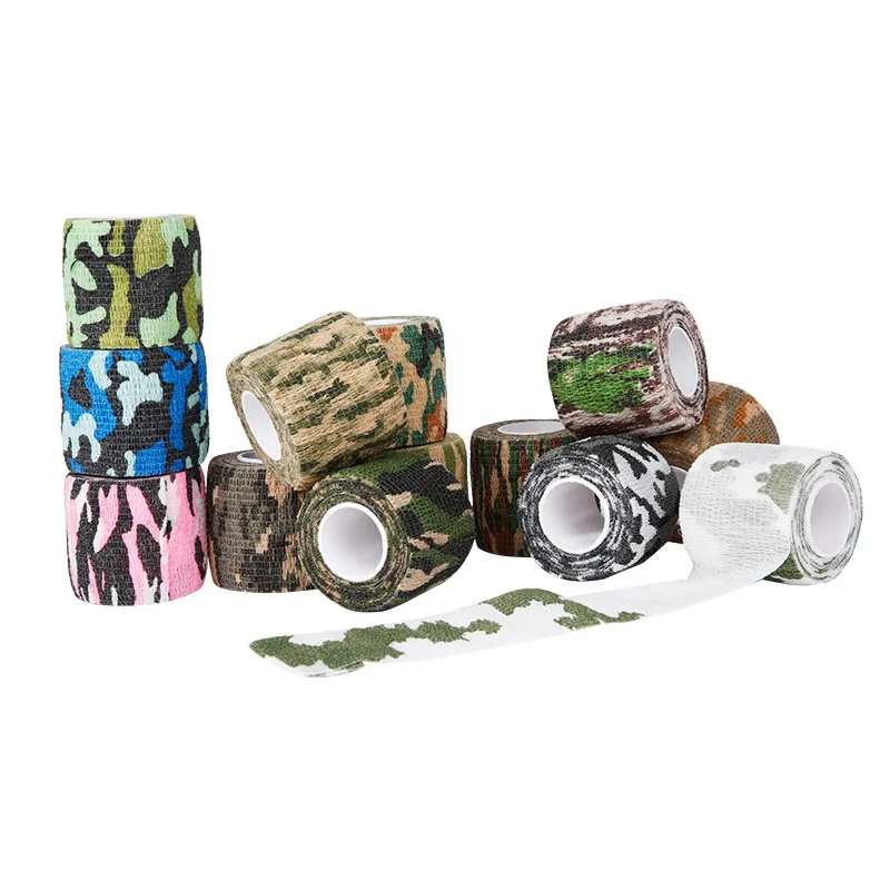 Vendajes elásticos autoadhesivos de camuflaje, envoltura cohesiva para deportes, tratamiento de heridas de emergencia, tamaño aleatorio, 5 unidades